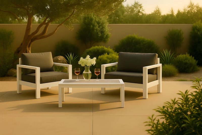 Meridian Furniture Nizuc Grey Wood Look Accent Paneling Outdoor Patio Aluminum Coffee Table image number 1