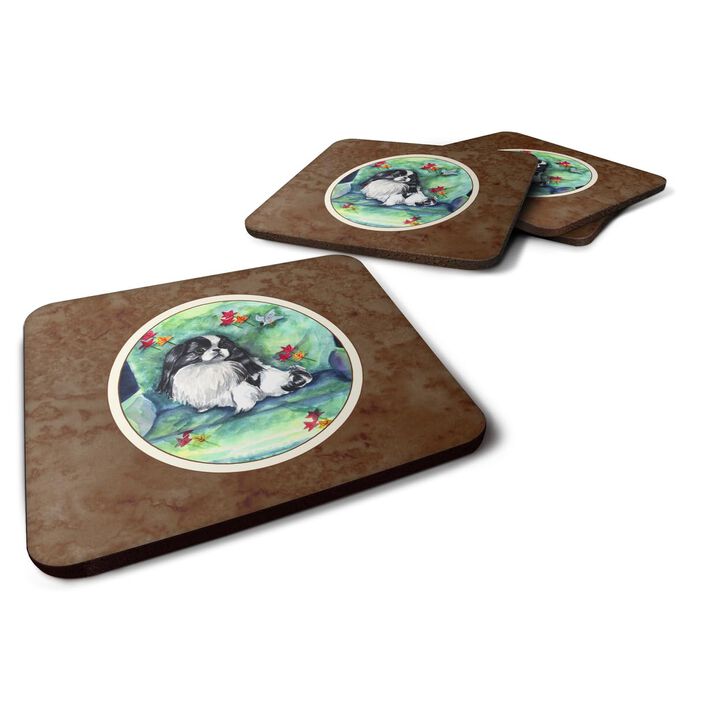 Caroline's Treasures 7034FC Japanese Chin In Momma's Chair Foam Coasters (Set of 4), 3.5, Multicolor