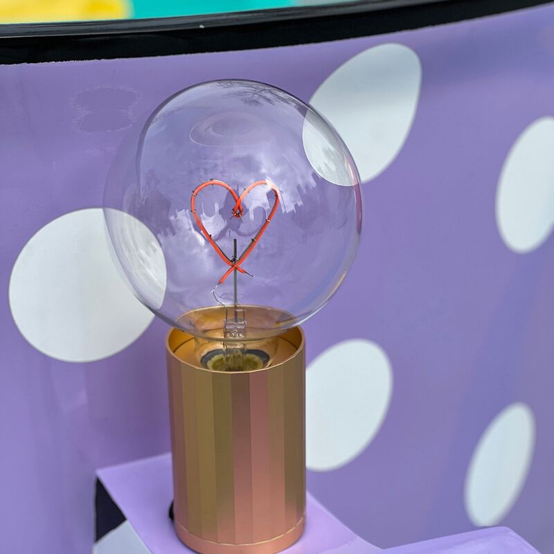 Bulb HEART Red with Base Table Lamp PORTABLE Rose Gold image number 3
