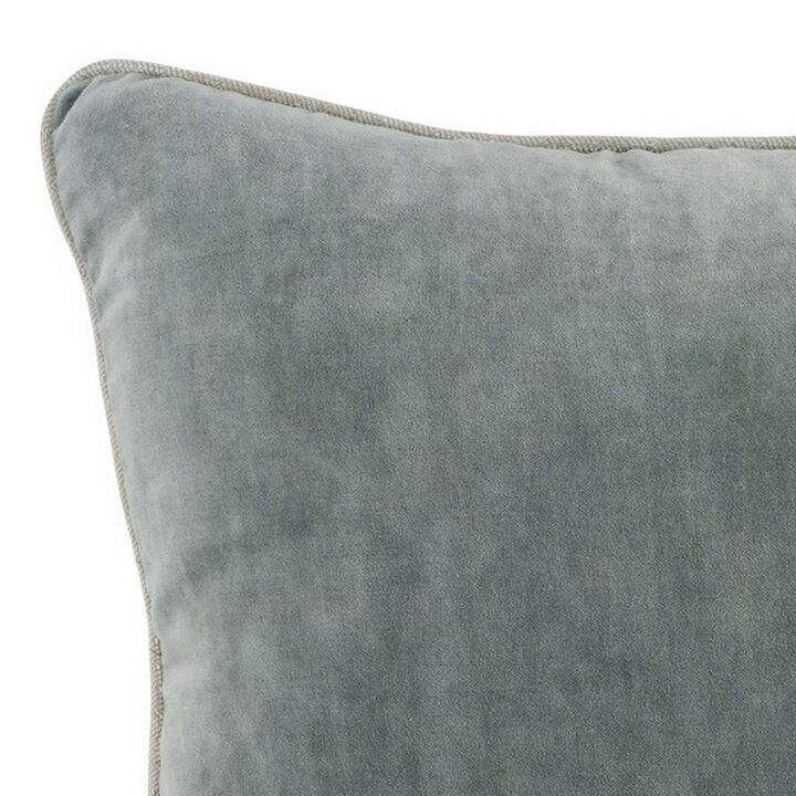 Square Throw Pillow with Cotton Cover, Sage Green-Benzara