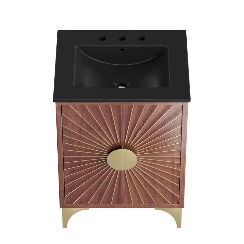 Modway Daylight Bathroom Vanity Cabinet with Ceramic Sink Basin, 24 Inch, Black Walnut image number 3