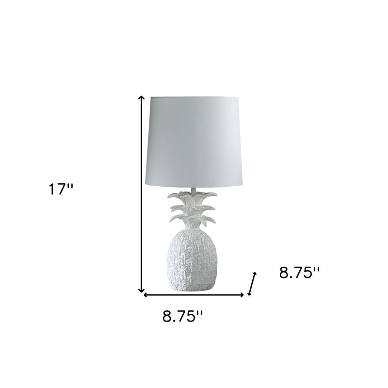 Hivvago 17" White Pineapple Table Lamp With White Empire Shade