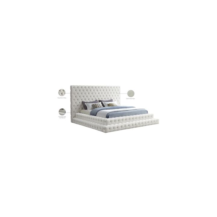 Meridian Furniture Revel Cream Velvet King Bed