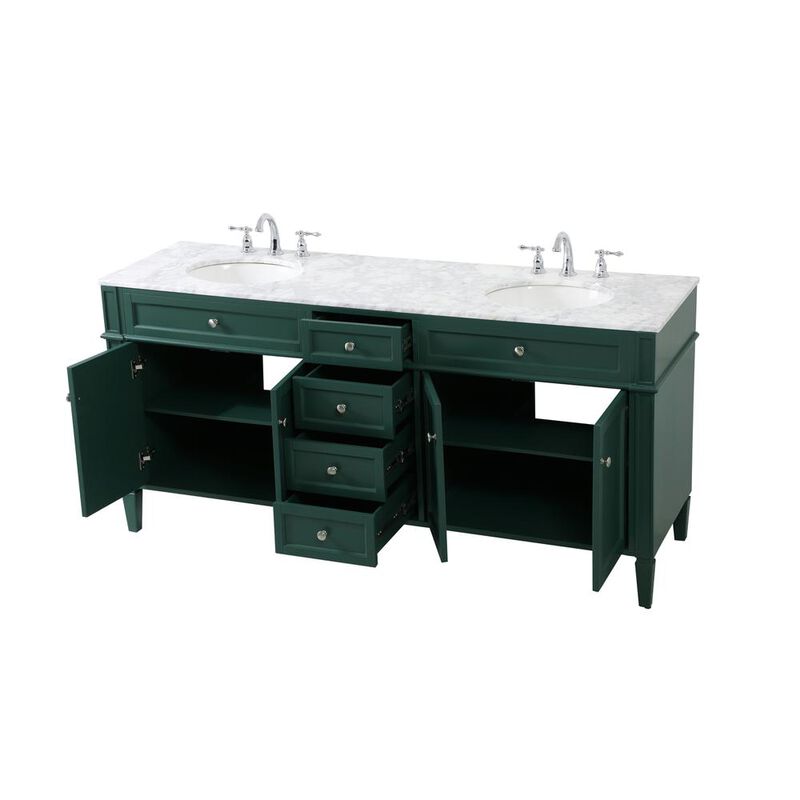 Elegant Kitchen and Bath 72 inch double bathroom vanity in green