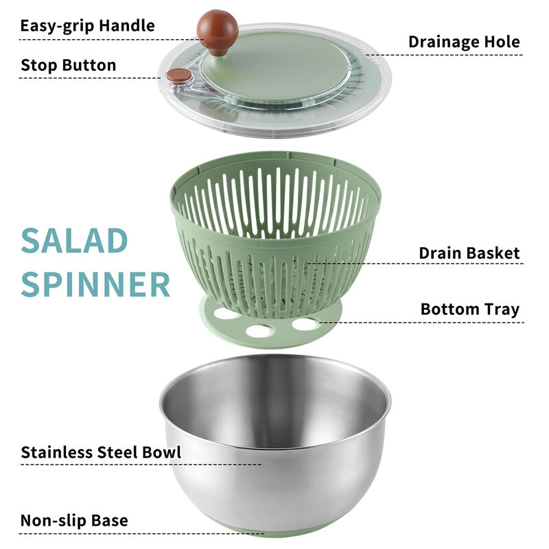 5-Blade Food Processor with Salad Spinner, 4.8QT Multifunctional Slicer Shredder for Kitchen