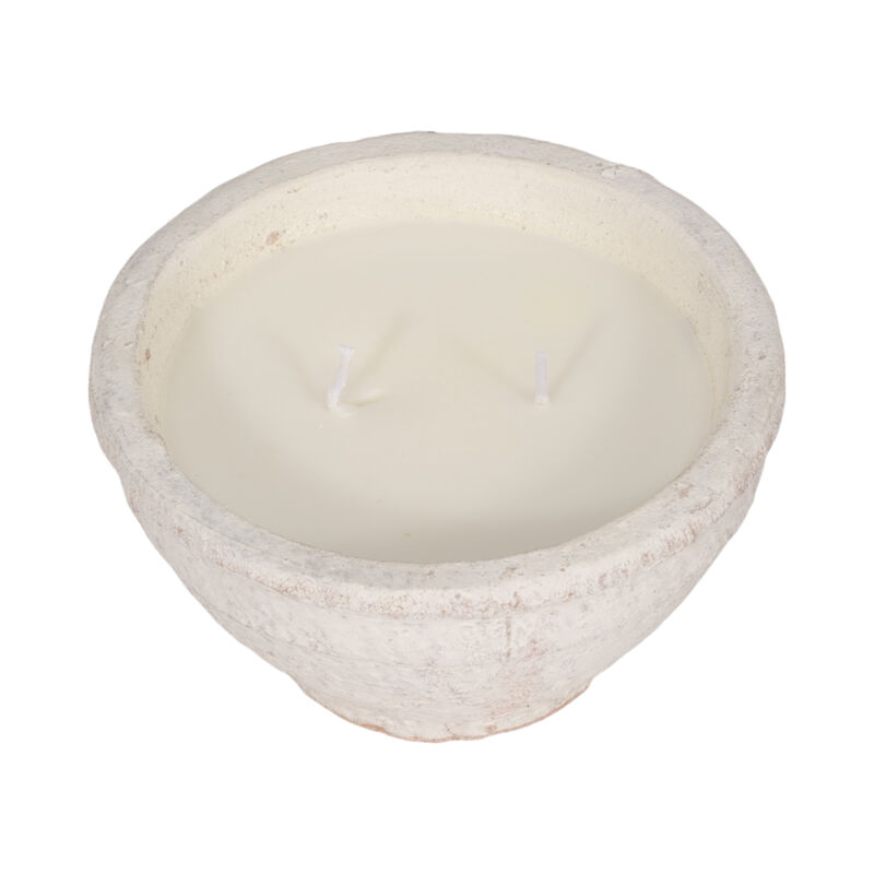 6" 14 Oz Sea Salt & Lemon Bowl Candle, White image number 3