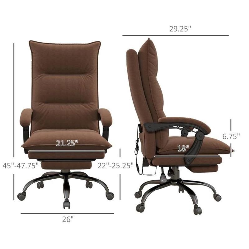 Hivvago Double Padded Executive Massage Heated Office Chair Brown