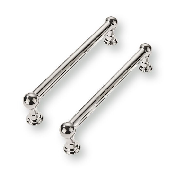 CABDM 2 Pack 5 Inch Solid Kitchen Cabinet Handles Polished Nickel Heavy Duty Cabinet Pulls Drawer Pulls Cabinet Hardware Kitchen