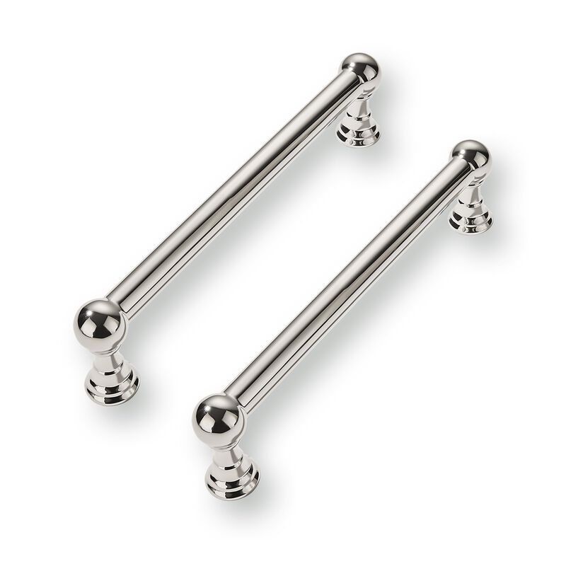 CABDM 2 Pack 5 Inch Solid Kitchen Cabinet Handles Polished Nickel Heavy Duty Cabinet Pulls Drawer Pulls Cabinet Hardware Kitchen