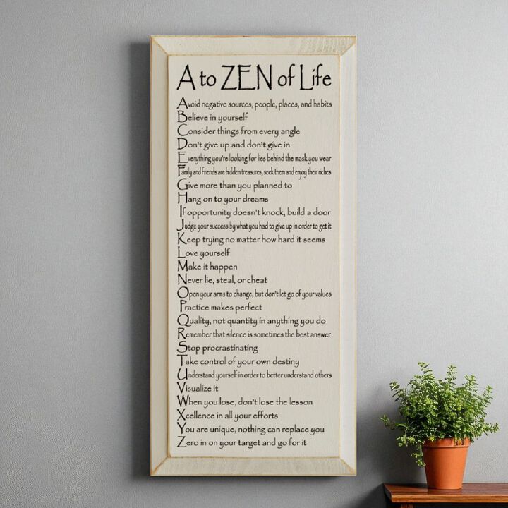 A to ZEN of Life Funny Zen Quote Wooden Wall Sign