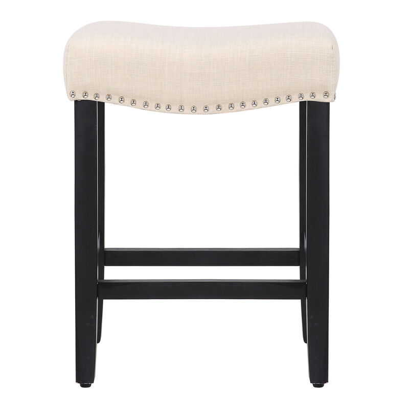 WestinTrends 24" Upholstered Saddle Seat Counter Stool (Set of 2)