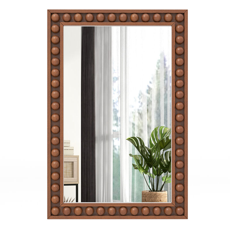 Rustic Wall Mirror with Solid Wood Frame for Living Room  Bedroom