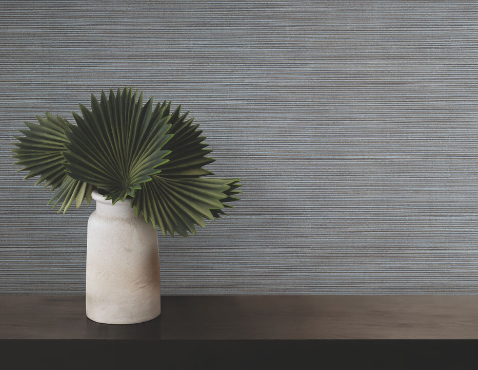 Lorn Blue Faux Grasscloth Wallpaper