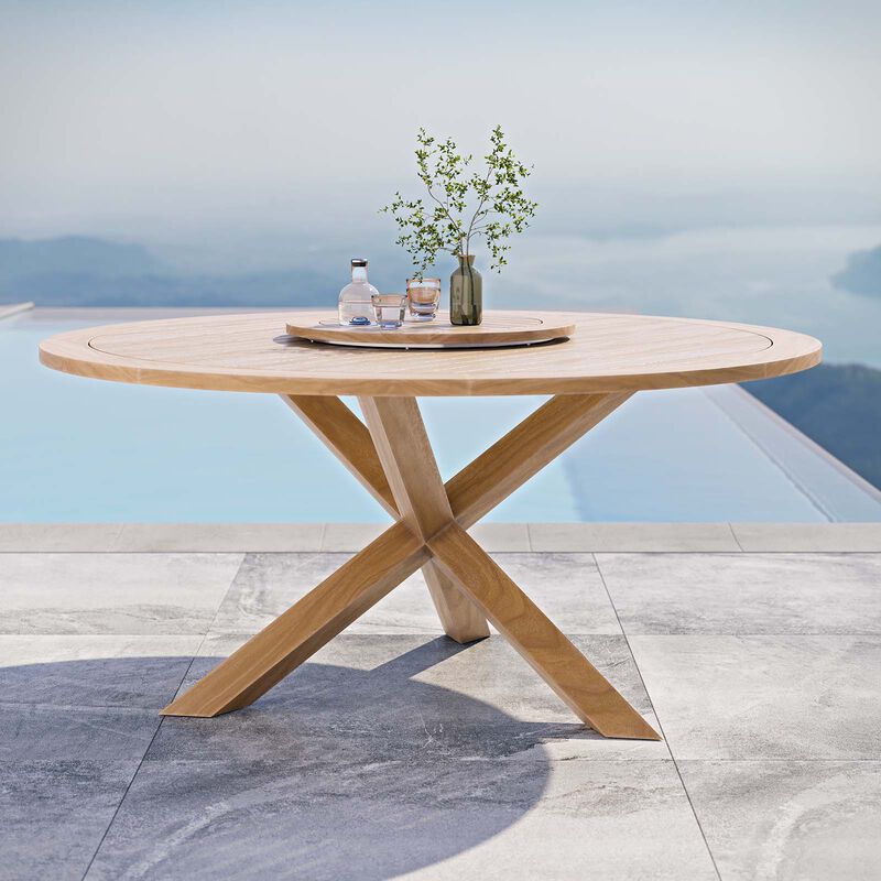 Modway - Wellspring 63" Outdoor Patio Teak Wood Dining Table Natural image number 1