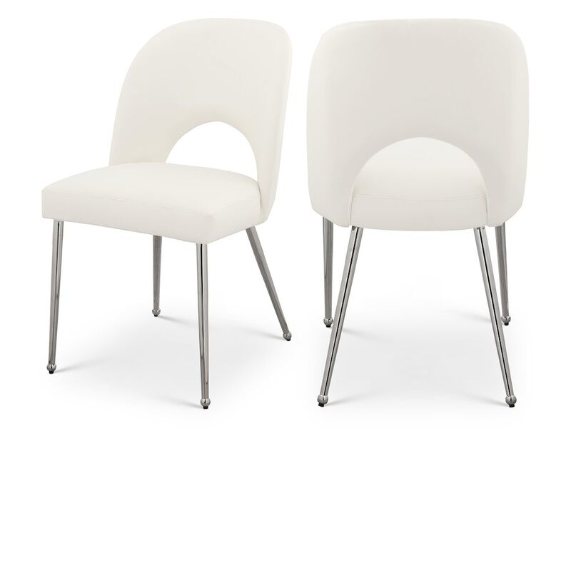 Meridian Furniture Logan Cream Vegan Leather Dining Chair, Set of 2