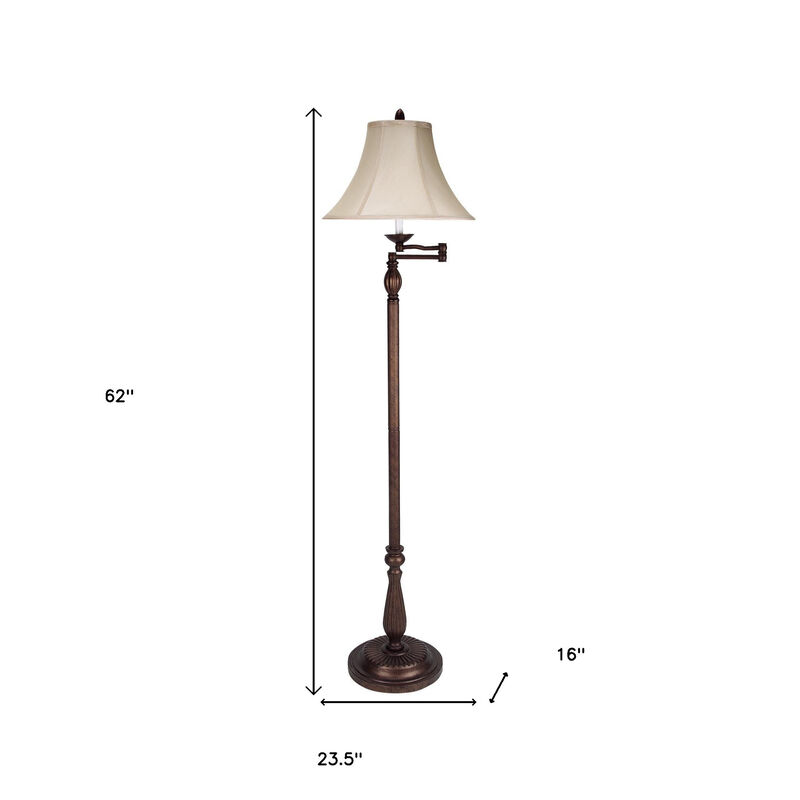 HomeRoots 62" Rusted Swing Arm Floor Lamp With Champagne Bell Shade image number 5