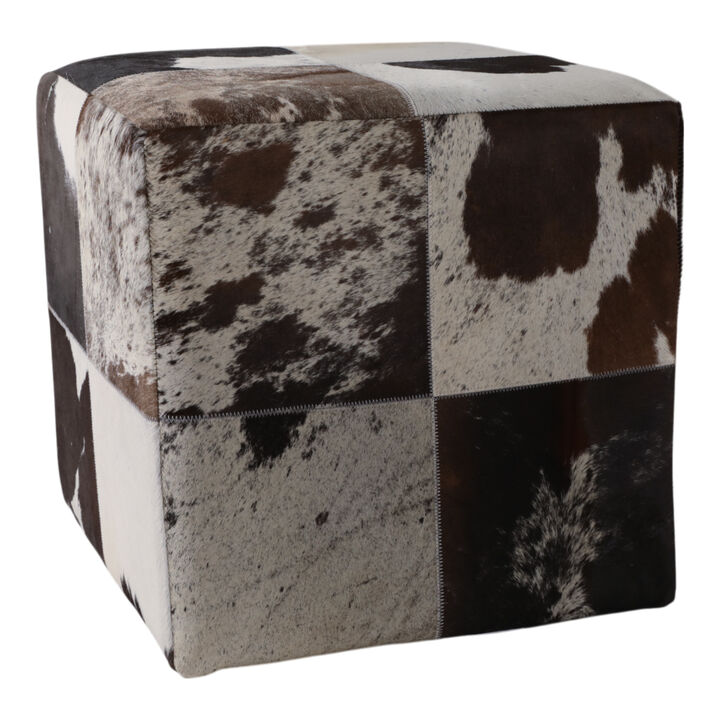 Hair On Hide Patchwork Ottoman