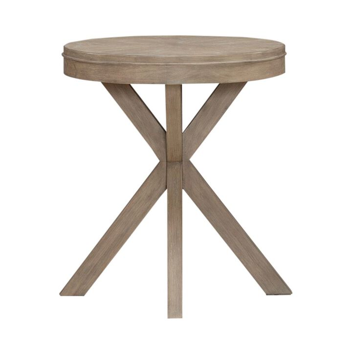 Liberty Furniture Brentwood Round End Table for Living Room - Sandstone Oak Wood