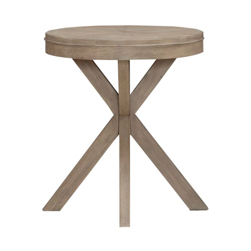Liberty Furniture Brentwood Round End Table for Living Room - Sandstone Oak Wood image number 1