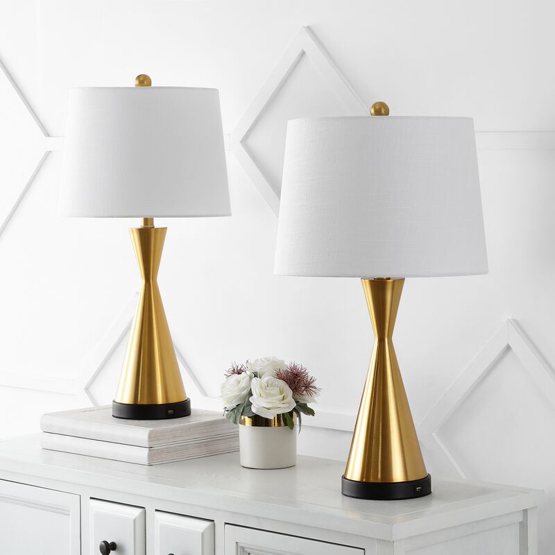 Colton Classic French Country Iron LED Table Lamp with USB Charging Port (Set of 2)