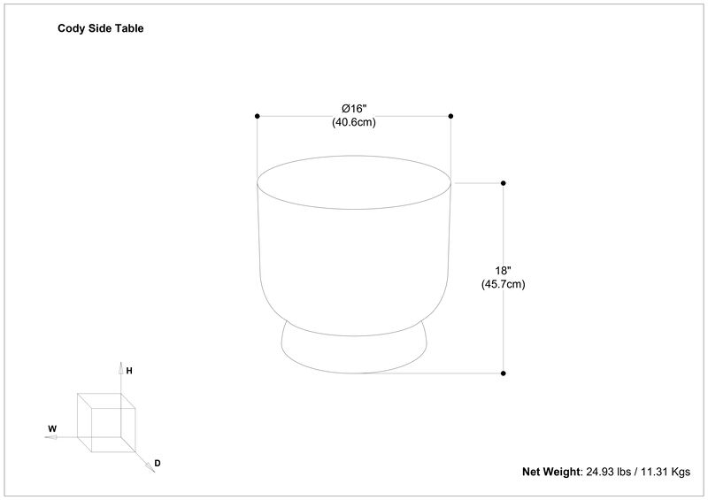 Cody Contemporary 16 inch Wide Cast Aluminum Side Table in Antique Brass/Antique Bronze, Fully Assembled