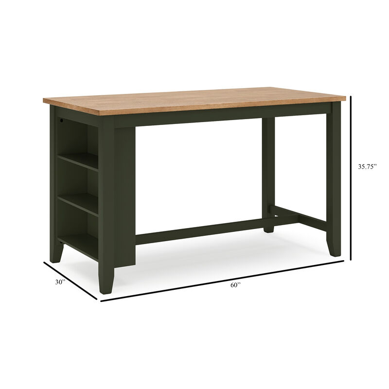 Gasy Counter Height Dining Table, 60 Inch, Green Mango Wood, Brown