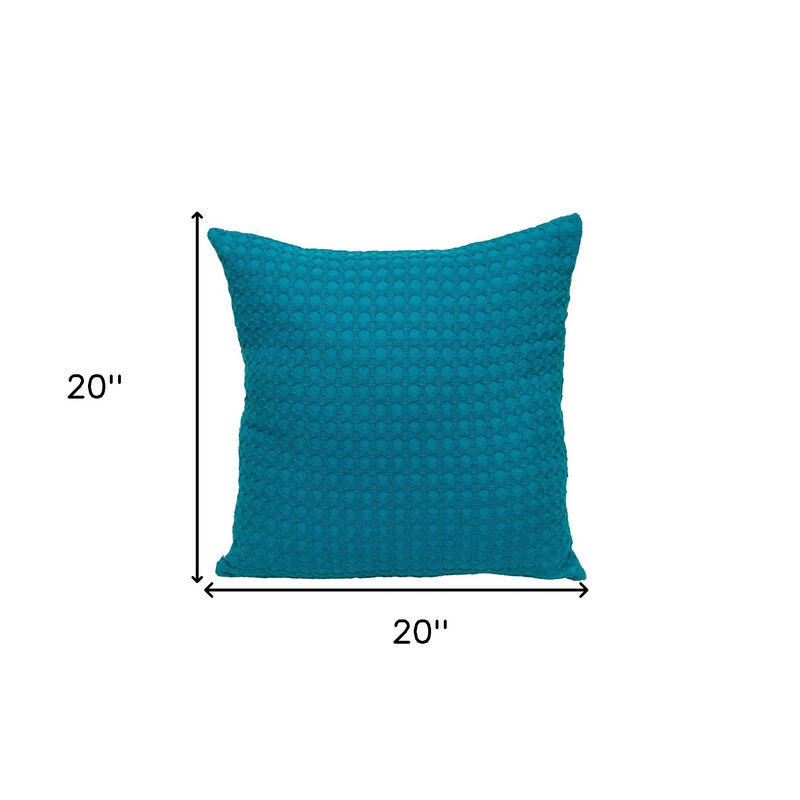 HomeRoots 20" Blue Cotton Throw Pillow With Texture image number 4