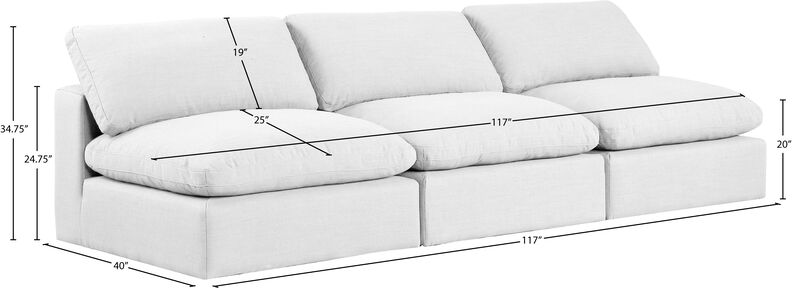 Meridian Furniture Comfy White Linen Textured Fabric Modular Sofa image number 8