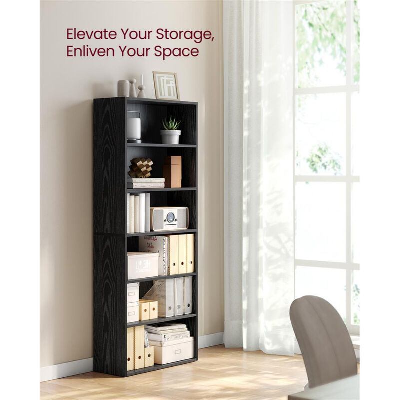 Adjustable 6 Tier Open Bookcase Storage Shelf Organizer Rack image number 3