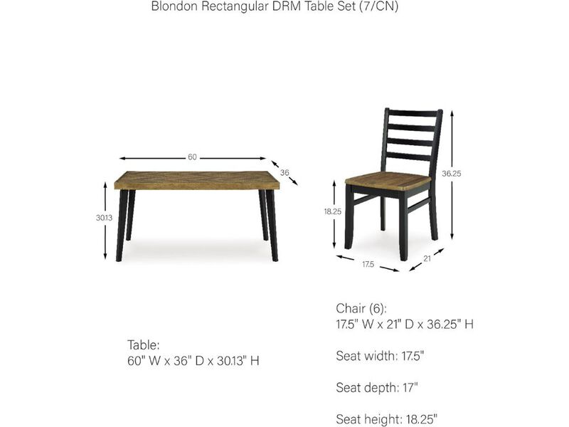 Rectangular Dining Table Set 60" with 6 Chairs Chevron Pattern Brown Black image number 2