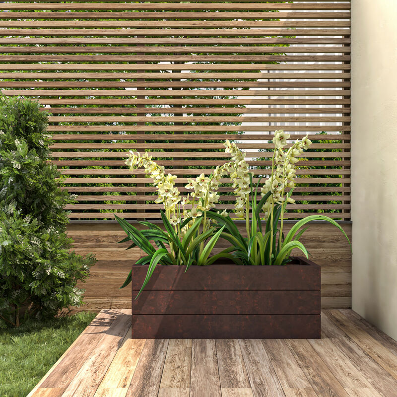 Leisuremod Oasis Series Rectangle Fiberstone and MgO Clay Planter image number 2