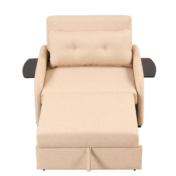 Whisen Pull Out Sofa Sleeper 3 in 1 with 2 Wing Table and USB Charge