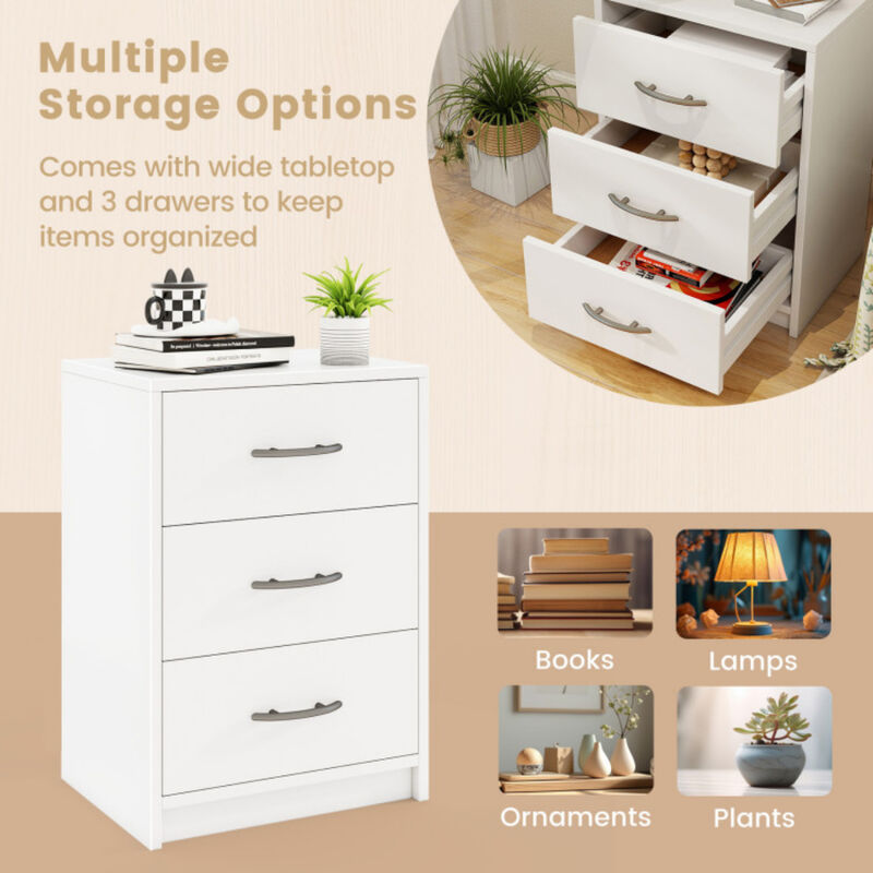 3 Drawer Nightstand with Storage for Living Room