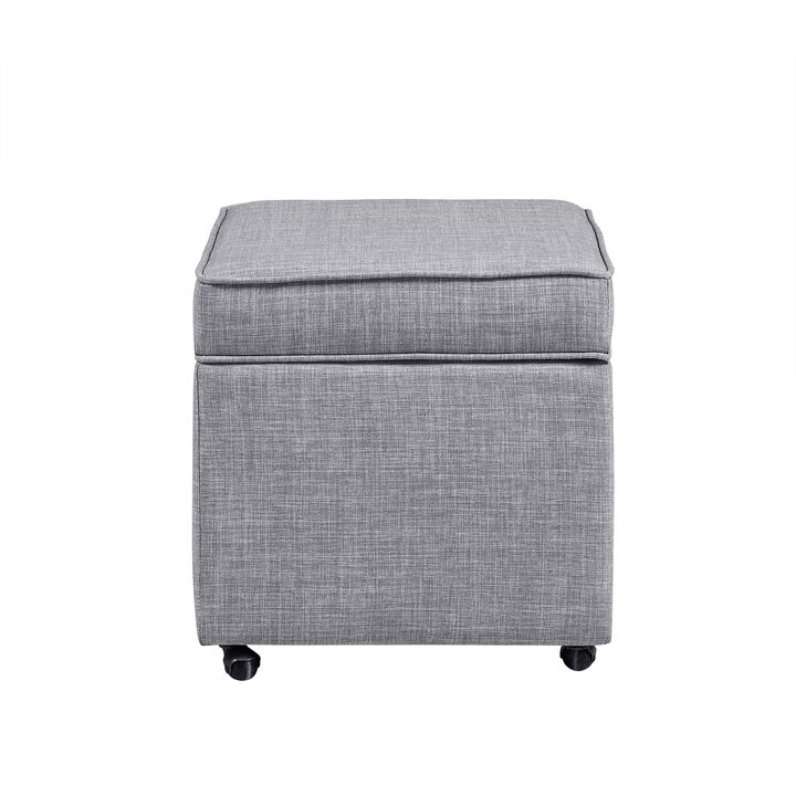 Inspired Home Francis Linen Ottoman