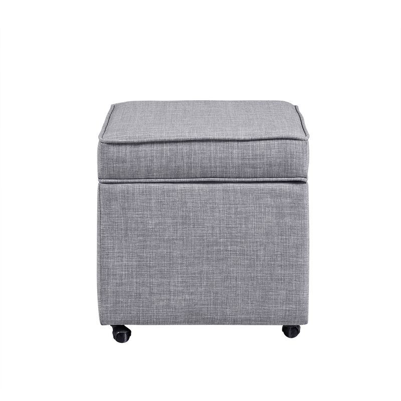Inspired Home Francis Linen Ottoman