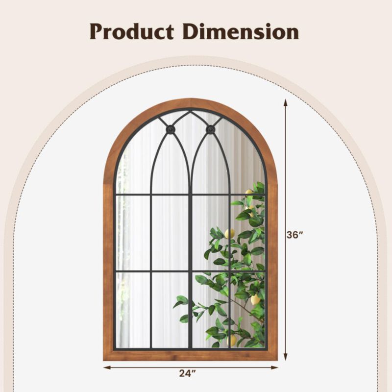 Hivvago Arched Window Finished Mirror with Back Board-Natural image number 3