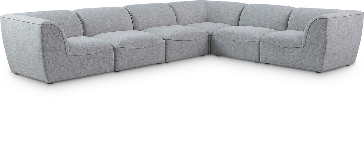 Meridian Furniture Miramar Grey Durable Linen Textured Modular Sectional