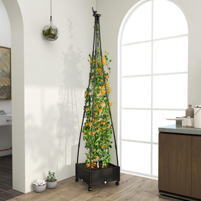 Hivvago Garden Obelisk Trellis with Self-Drainage System for Climbing Plants