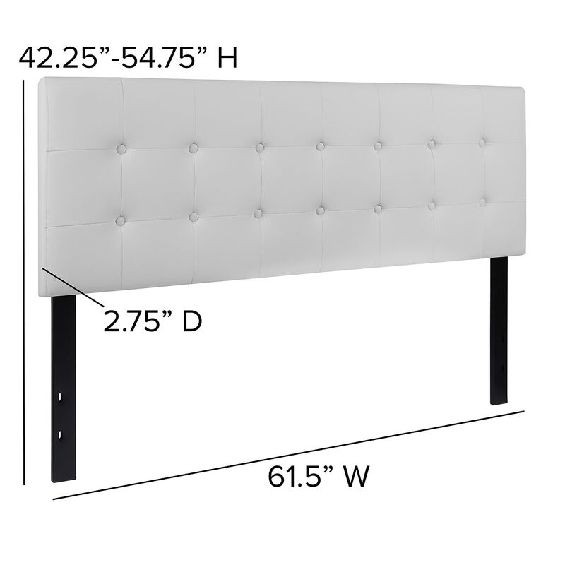 Flash Furniture Lennox Tufted Upholstered Queen Size Headboard in White Vinyl