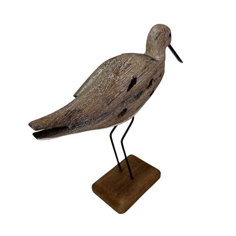 Decorative Sea Bird Figurine Weathered Wood Metal Coastal Statue 9 In image number 2