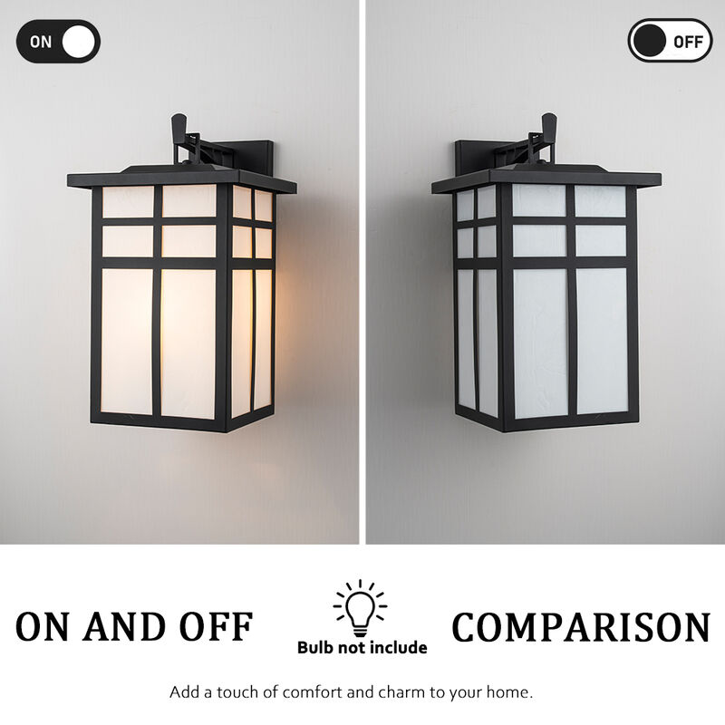 3-Light H18 in Large Modern Farmhouse Black Outdoor Wall Lantern With Frosted Glass Exterior Wall Light for Garage Entryway Porch image number 5