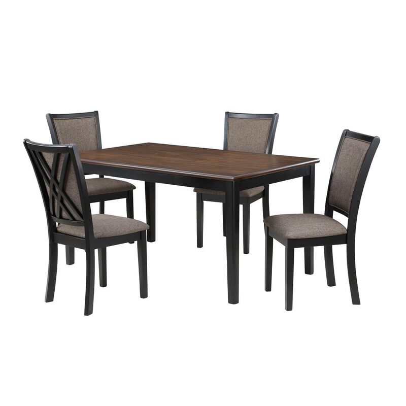 New Classic Furniture Potomac  60 Rectangle Dining Table & 4 Chairs-Brown/Black