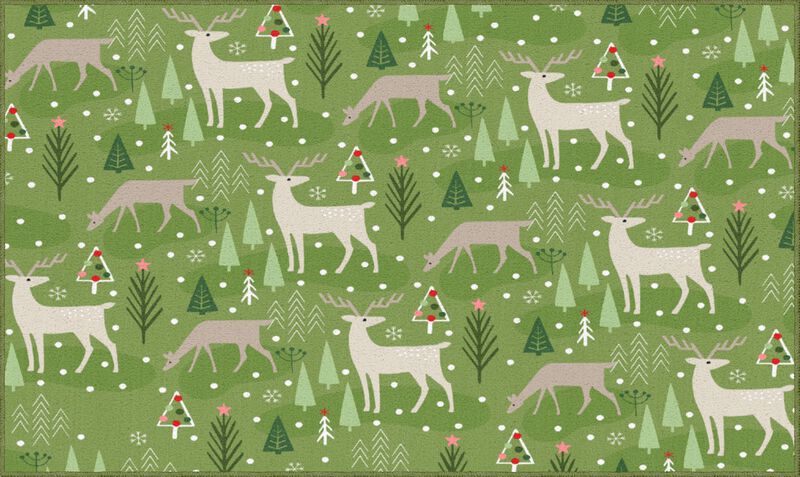 Prismatic Reindeer Flurries Bath and Kitchen Mat Collection image number 1