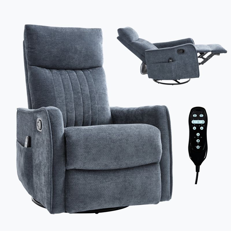Heat Massage Manual Recliner Chair with Rocker and Swivel in Fabric for Living Room image number 0