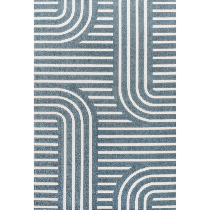 Anders High-Low MidCentury Modern Arch Stripe Two-Tone Indoor/Outdoor Area Rug