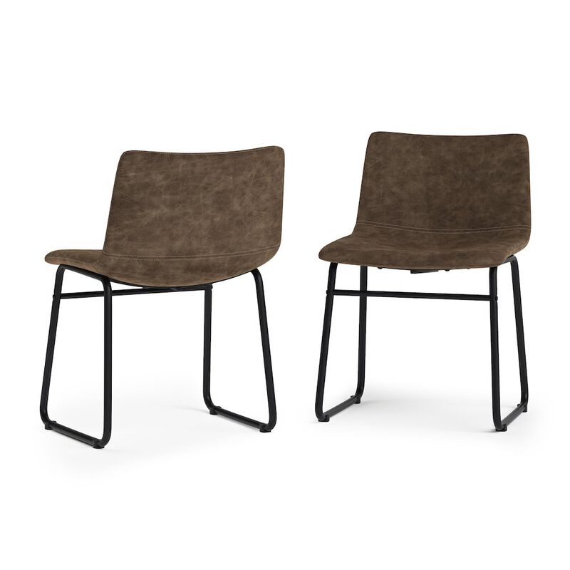 Simpli Home Warner Dining Chair (Set Of 2) In Distressed Brown Vegan Faux Leather