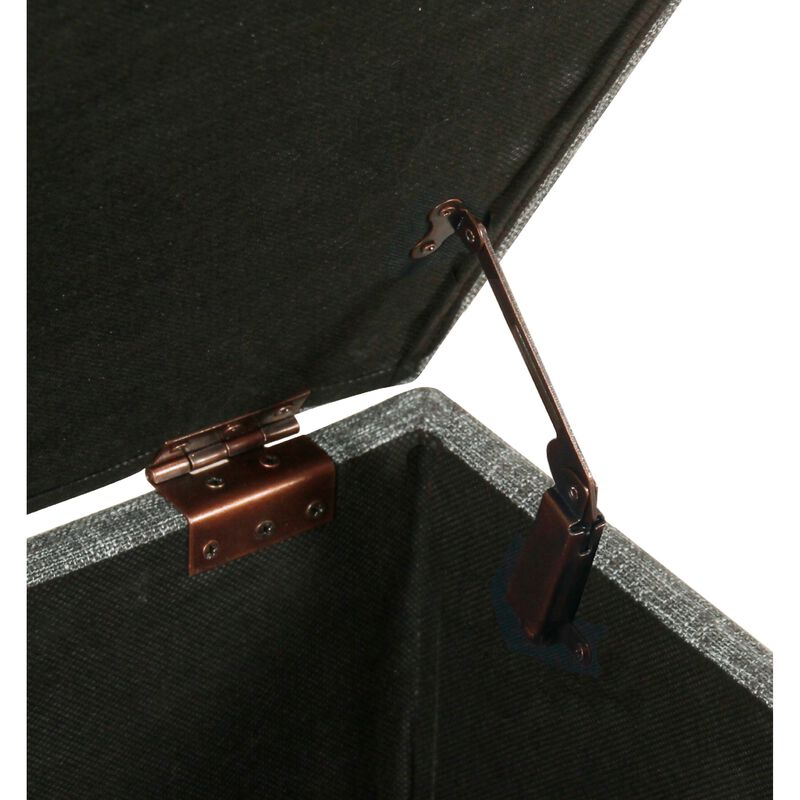 Leo Square Storage Ottoman, Textured Slate Gray, Dark Brown, 32 Inch image number 3