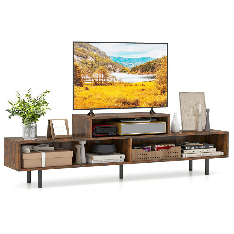 TV Stand with 3 Open Storage Compartments and Entertainment Center Design image number 4