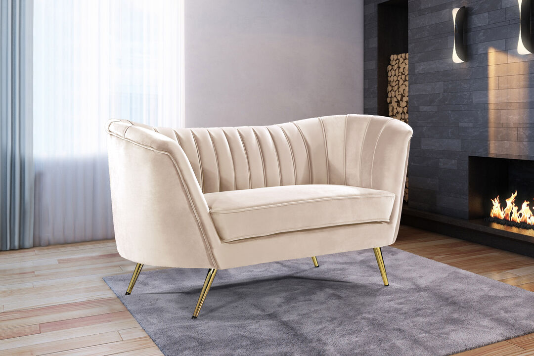Meridian Furniture Margo Cream Velvet Loveseat