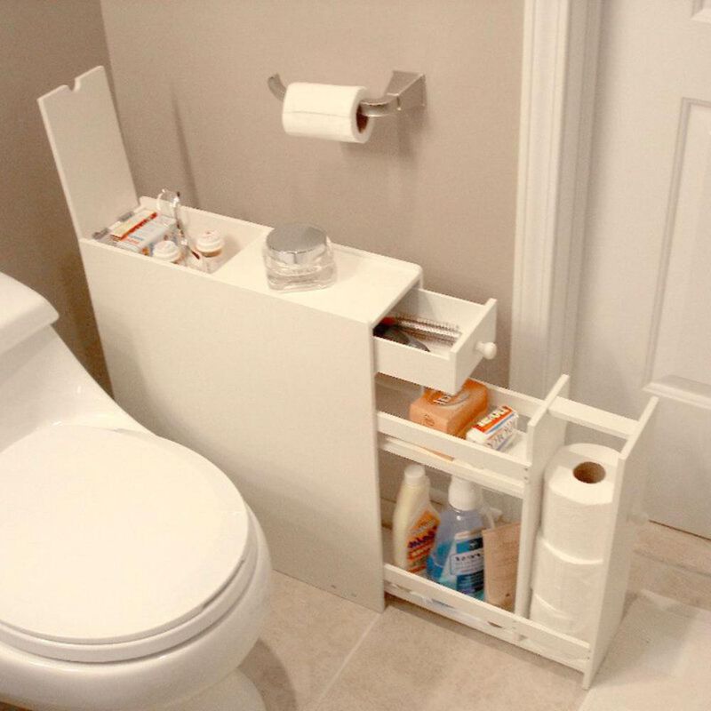 Slim Bathroom Floor Cabinet – Space-Saving Storage Organizer
